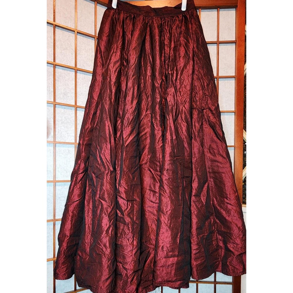 Vintage Bonnie Strauss Maxi Skirt • 90s Crinkle Acetate, Size US 4